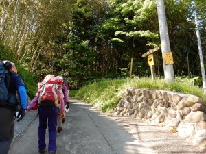 しばらくは集落の中を通り抜けていきます