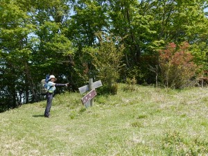 明るい草原に出ました。大石峠です 