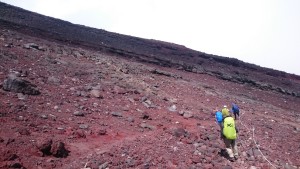 喜びも束の間、岩だらけの斜面を下って行きます